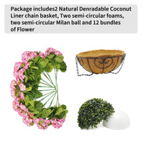 Set di fiori di geranio artificiali Garvee, 12 pezzi, resistenti alle intemperie, rosa, da appendere, per giardino e patio, cestino marrone