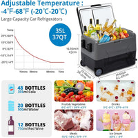 Frigorifero per auto GARVEE, compressore portatile con controllo tramite app, refrigeratore elettrico -20-20 °C, congelatore portatile con compressore, frigorifero per auto con scomparto congelatore, per campeggio, viaggio 35L
