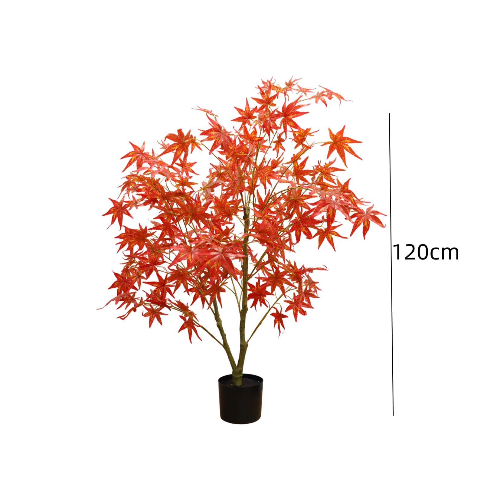 Garvee Set da 2 pezzi di acero artificiale da 4 piedi con foglie autunnali e vaso per decorazioni autunnali e feste in rosso