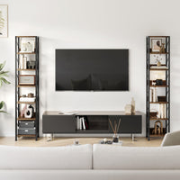 Libreria stretta Garvee a 6 ripiani con 6 ripiani per camera da letto e ufficio, 66"x12"x12", MDF robusto e metallo, design industriale, salvaspazio