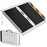 Garvee Rampe per Sedia a Rotelle in Alluminio Pieghevole Antiscivolo Portatile 60 cm Capacità 272 kg Maniglia in Silicone - Pelle nera antiscivolo