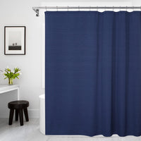 Tenda da doccia GARVEE con strisce testurizzate, lavabile, resistente alla muffa, effetto lino, blu navy, 183x213 cm, qualità alberghiera, bagno