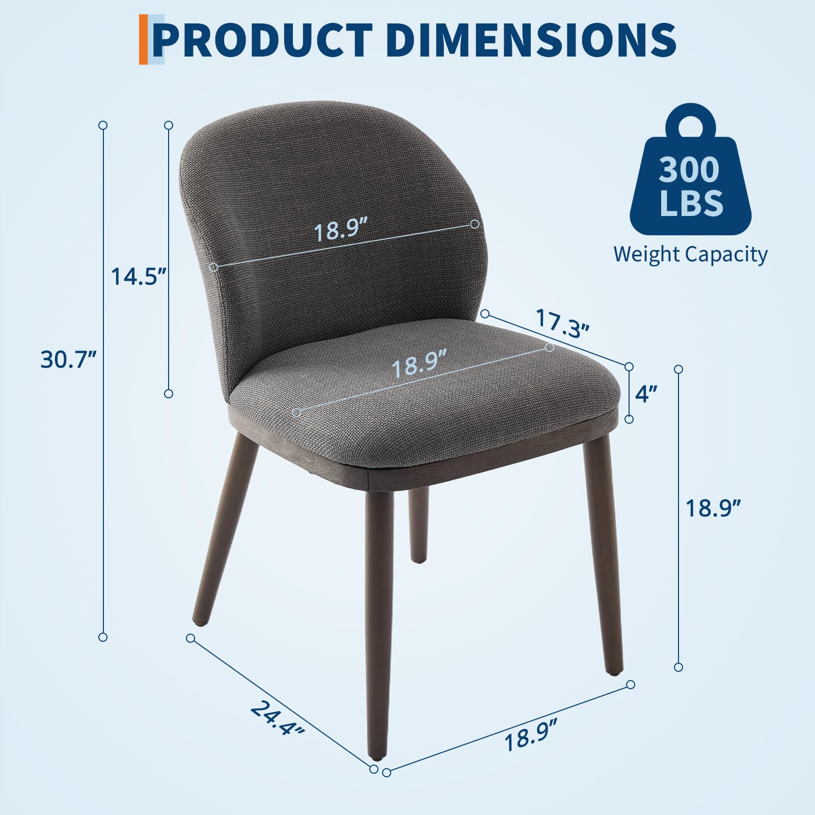 Set 2 posti pranzo Garvee, rivestimento moderno, railale ergonomico, viola in legno, portata di carico di 120 kg, salvaspazio, per cucina e ristorante, grigio