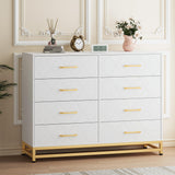 Garvee Cassettiera Bianca 8 Cassetti per Camera da Letto e Armadio, MDF, Design Elegante, Compatta, Salvaspazio - Bianco