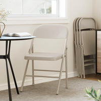 Sedie pieghevoli in acciaio Garvee con schienale, set da 4, beige, per ufficio e uso esterno, capacità di carico fino a 350 libbre, pieghevoli