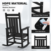 Sedie a dondolo resistenti alle intemperie Garvee HDPE con schienale alto extra large per giardino e veranda 35''P x 25,4''L x 41,9''H Bianco