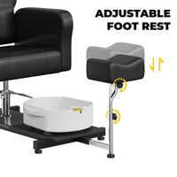 Poltrona pedicure reclinabile Garvee con vasca massaggiante per i piedi, altezza regolabile, girevole a 360°, pelle, poggiapiedi regolabile, nero, salone di bellezza