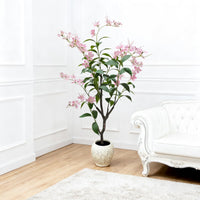Albero di gelsomino artificiale Garvee da 120 cm con vaso bianco per casa, feste di matrimonio, giardino, rosa