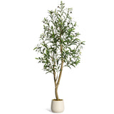 Garvee Albero di Ulivo Artificiale 5 ft con Rami Regolabili e Vaso Bianco per Casa e Ufficio, Verde Naturale