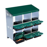 Nido per polli Garvee, 6 fori, in metallo con raccoglitore per uova mobile, vassoi rimovibili, per pollaio, resistente, facile da pulire