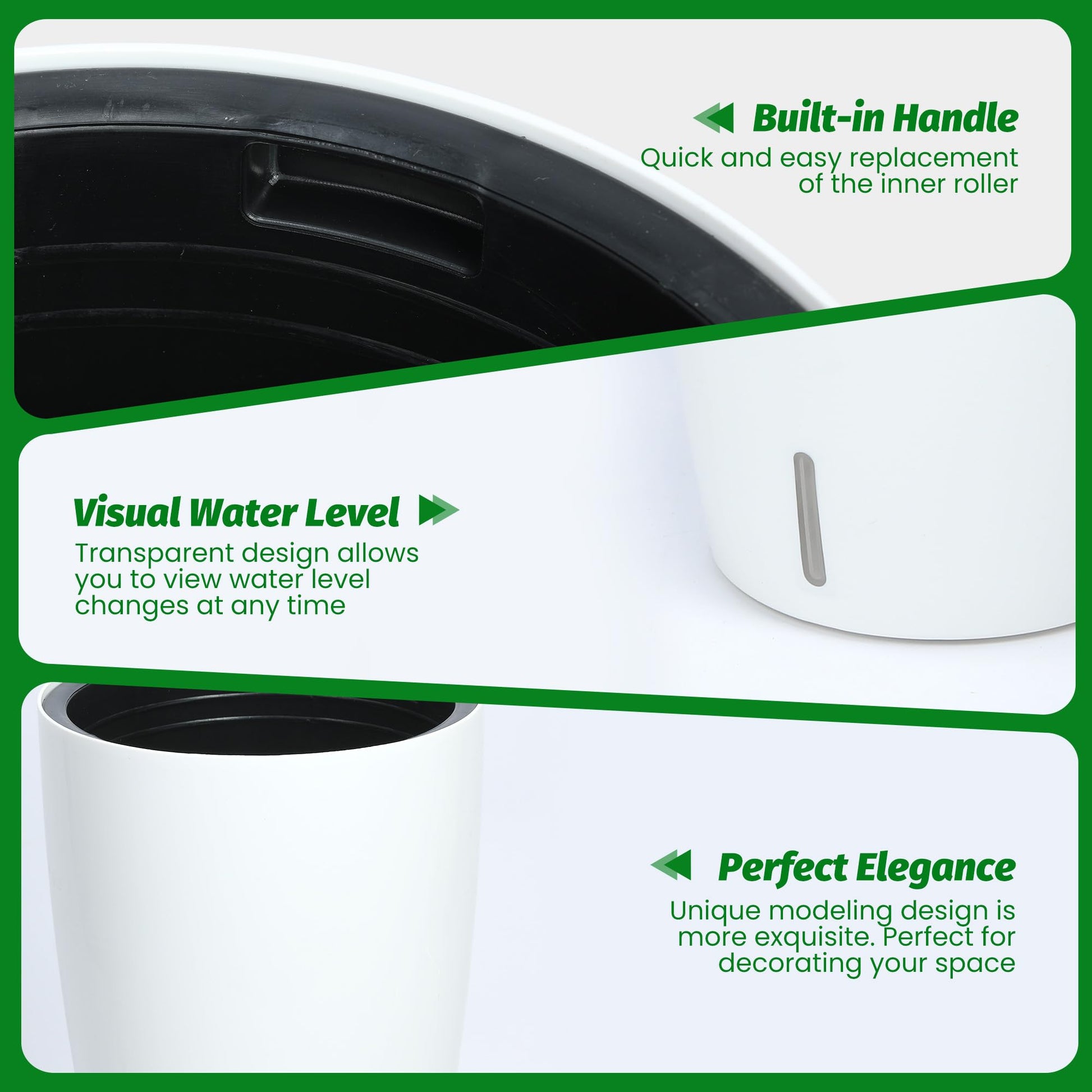 Garvee Set di 2 fioriere autoirriganti alte 16" bianche per interni e patio