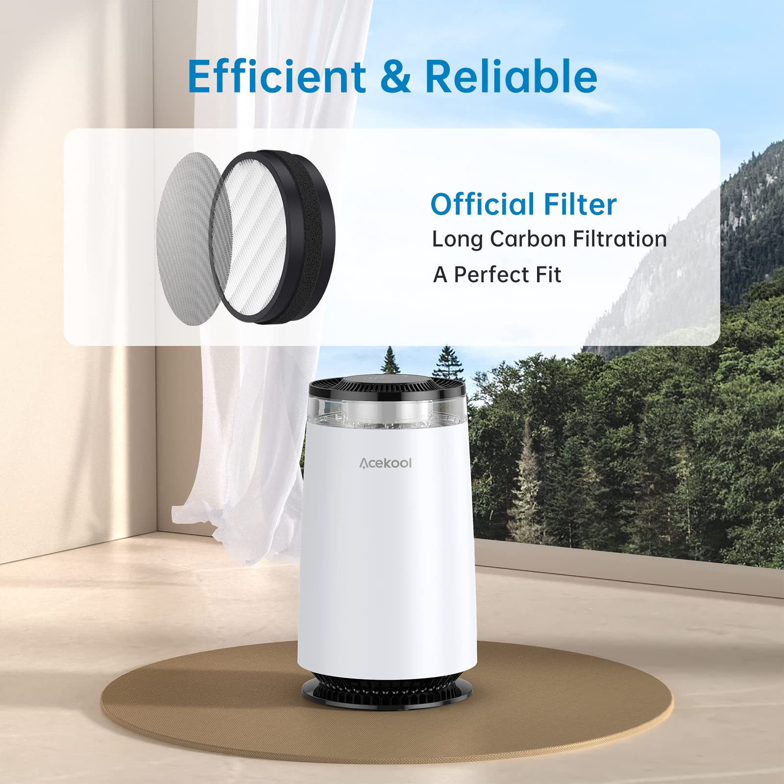 Filtro di ricambio per purificatore d'aria Garvee H13 True HEPA Carbone attivo Filtrazione a 4 stadi Bianco Per uso domestico Facile sostituzione