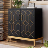 Mobile Buffet Garvee Moderno Nero con Due Ante e Ripiani Regolabili per Cucina e Sala da Pranzo 78.6x36.3x84.6 cm