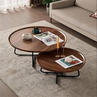 Tavolino da caffè impilabile Garvee, set di 2, rotondo, con piedini antiscivolo, per soggiorno e ufficio, 28x18 e 20x15 pollici, marrone
