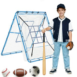 Rete da rimbalzo per lancio di baseball Garvee 5x4 piedi con bersaglio a 9 fori, angolo regolabile, struttura in metallo, pieghevole, versatile per giardino e allenamento - Come mostrato