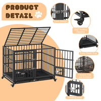 Garvee Heavy Duty Dog Crate da 42 pollici con doppia porta, ruote girevoli a 360°, struttura in metallo, vassoio rimovibile, divisorio, uso interno per cani di piccola e grande taglia, nero