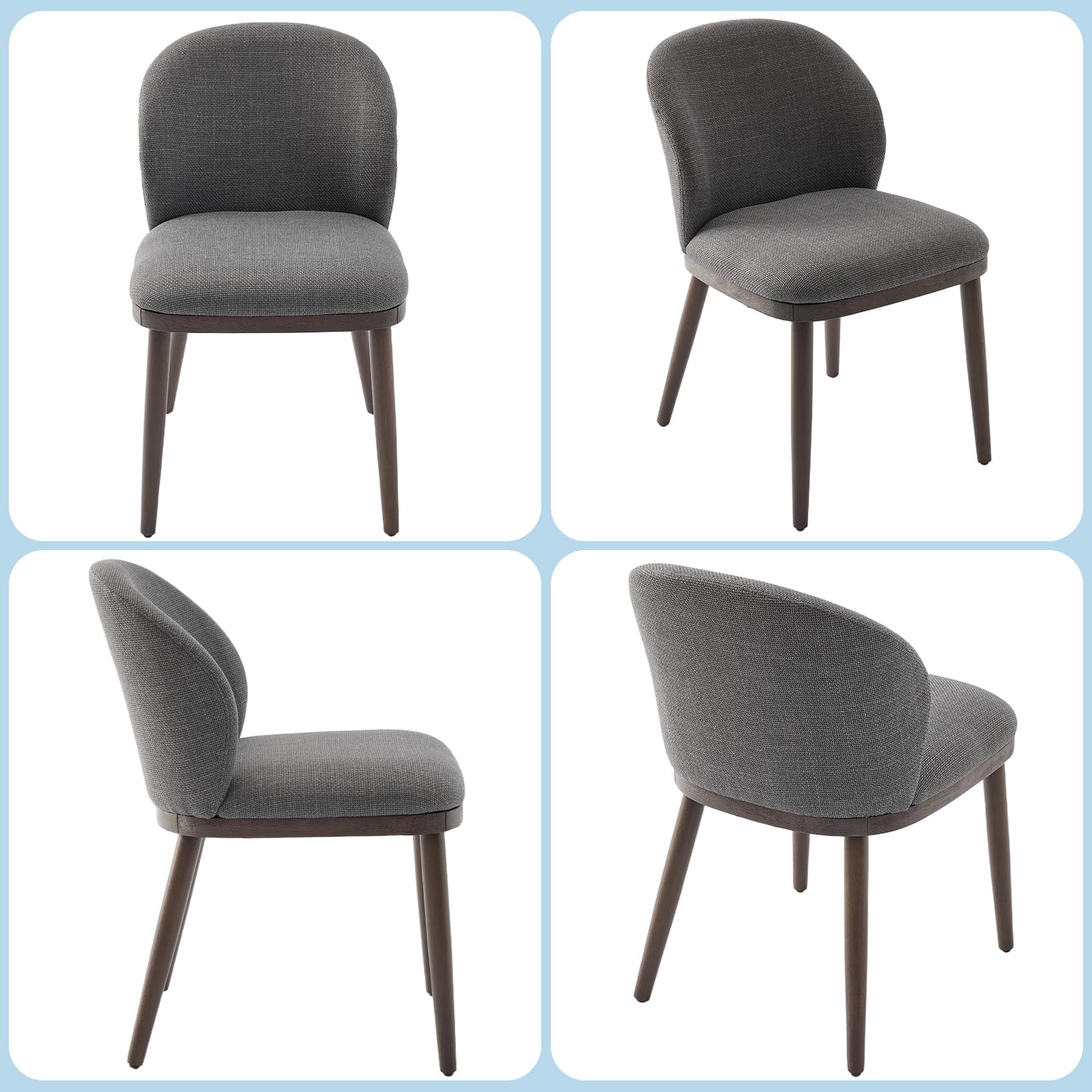 Set 2 posti pranzo Garvee, rivestimento moderno, railale ergonomico, viola in legno, portata di carico di 120 kg, salvaspazio, per cucina e ristorante, grigio