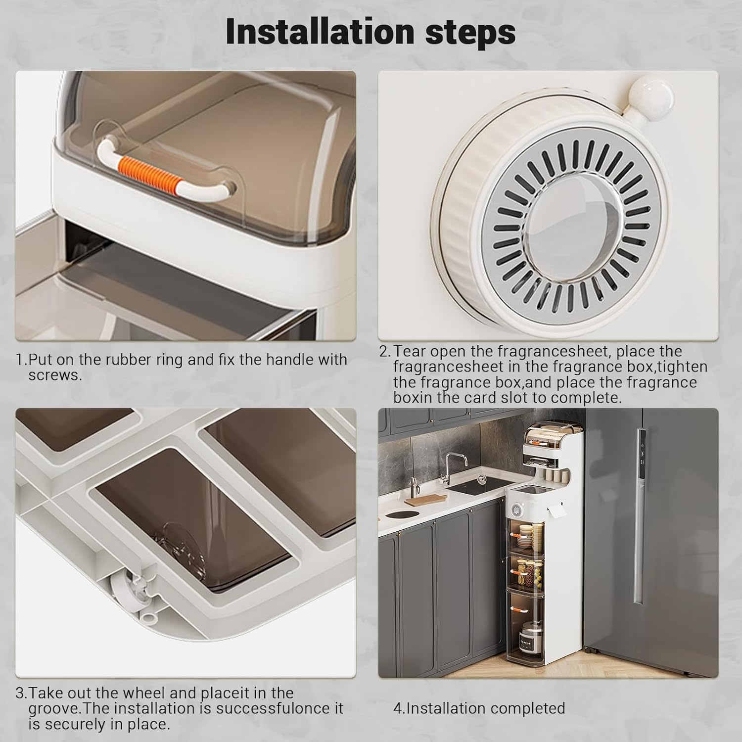 Mobiletto portaoggetti sottile per bagno Garvee, impermeabile con ruote, organizer stretto in plastica per cucina e camera da letto, trasparente, compatto