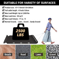 Garvee Slitta Traino Prato Heavy Duty 47x110" HDPE 2500 libbre - Cinghia Maniglie per Agricoltura | Regalo Festa del Papà Nero