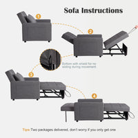 Divano letto/poltrona letto 3 in 1 Garvee con funzione letto, tessuto di lino, salvaspazio, 192 x 96 x 59 cm, grigio