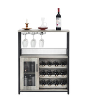 Mobile bar per vino Garvee a 3 ripiani con portabottiglie rimovibile, portabicchieri, ventilato per cucina e bar, 27,2"L x 13,8"P x 36,2"A, grigio