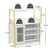 Mobile bar portabottiglie Garvee con portabottiglie rimovibile, portabicchieri, MDF e ferro, oro, per soggiorno e bar, 27,2"L x 13,8"P x 36,2"A
