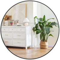 Specchio rotondo Garvee da 32 pollici HD, ecologico, con cornice in metallo nero opaco, per bagno, soggiorno e corridoio