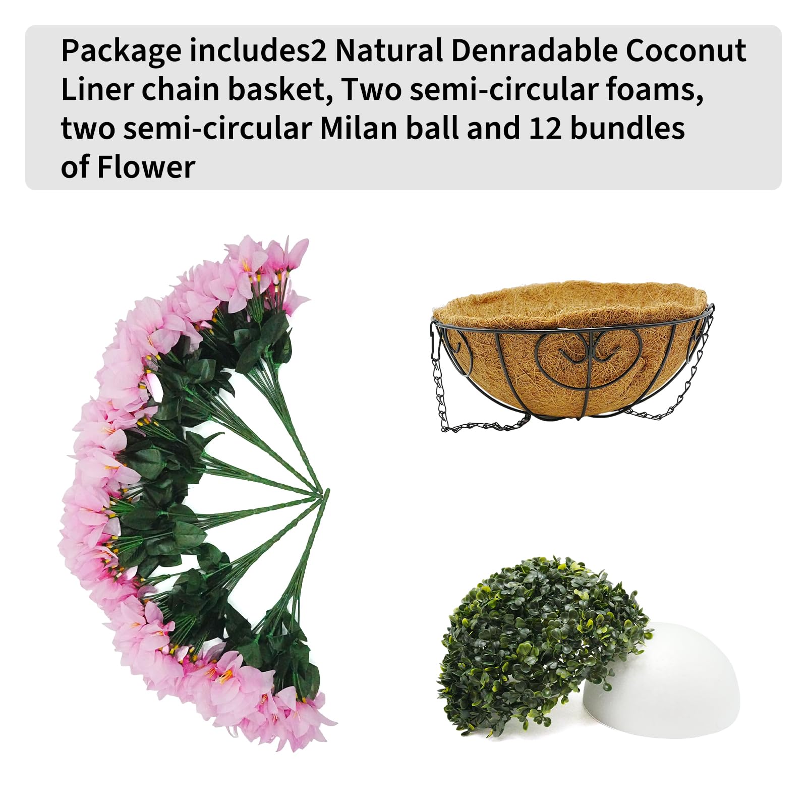 Garvee Set di fiori di bouganville artificiali con cesto per giardino e terrazza, rosa, resistente ai raggi UV, resistente alle intemperie