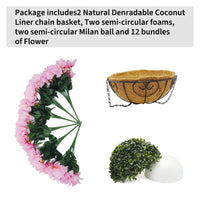 Garvee Set di fiori di bouganville artificiali con cesto per giardino e terrazza, rosa, resistente ai raggi UV, resistente alle intemperie