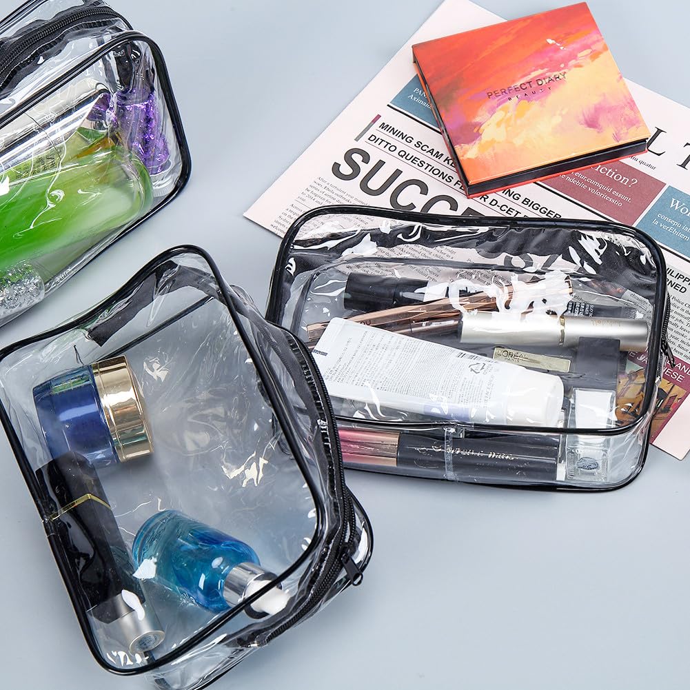 Garvee Set da 18 pezzi di borse per il trucco trasparenti, impermeabili con cerniera, organizer da viaggio per gli spostamenti, trasparenti
