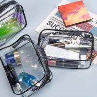 Garvee Set da 18 pezzi di borse per il trucco trasparenti, impermeabili con cerniera, organizer da viaggio per gli spostamenti, trasparenti