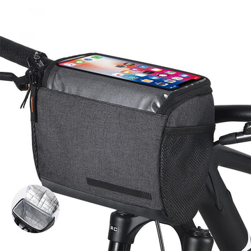 Garvee Borsa Manubrio Bicicletta 4.5L Impermeabile TPU Touch Multiuso per MTB Corsa Pieghevole, 20x12.5x18 cm, Nero