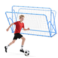 Rete da rimbalzo per calcio Garvee, 6x4 piedi, regolabile, robusta, in acciaio, resistente alle intemperie, blu, per giardino e campo da gioco