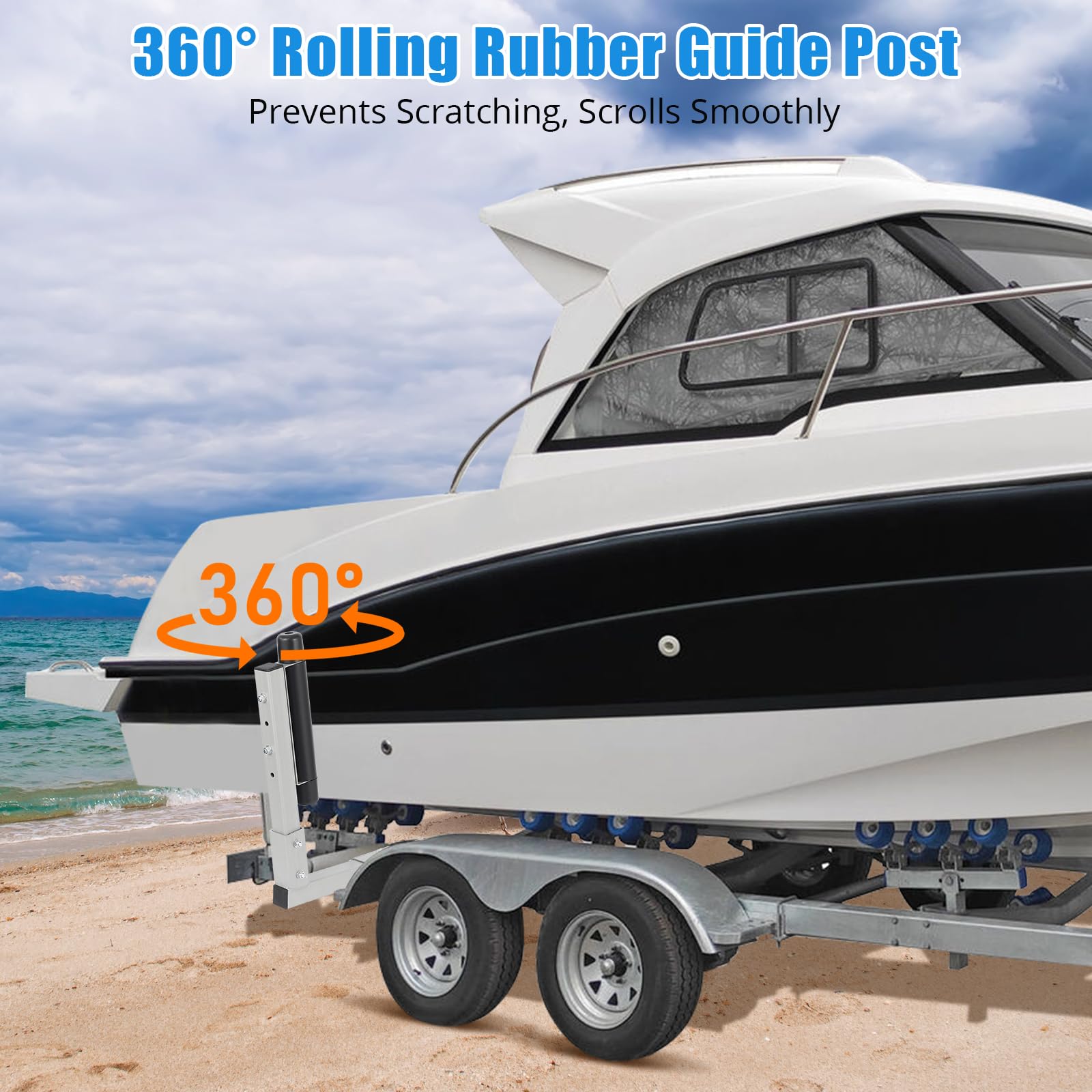 Barre di guida per rimorchi per barche Garvee in acciaio zincato, regolabili, antiruggine, con rulli imbottiti per barche da sci e da pesca, resistenti, blu navy