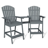 Garvee Sedie Adirondack da Bar Alte in Legno Massello con Vassoio Collegato e Supporto Lombare Ergonomico, Set di 2, Grigio Scuro, Perfette per Patio e Giardino - Grigio Scuro