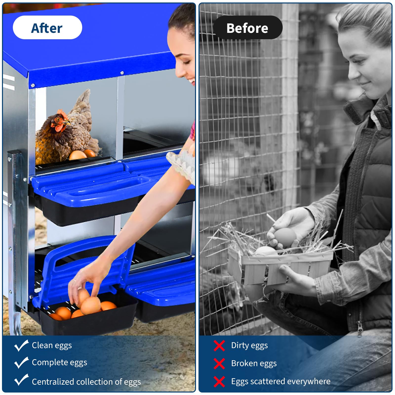 Nido per polli in metallo a 2 livelli Garvee - Con 10 scomparti, tetto impermeabile, base antiscivolo, design scorrevole