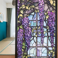 Pellicola per vetri colorati Garvee, motivo floreale, con blocco UV, isolamento termico, adesivi statici viola per decorazioni in vetro per finestre, 45x100 cm