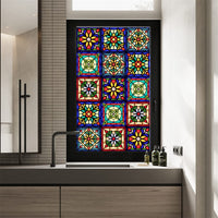 GARVEE Pellicola per vetri colorati Fiori retrò Adesivi statici Non adesivi 60x100 cm Privacy decorativa per casa e ufficio