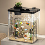 Kit di avviamento per mini acquario Garvee con pompa e luce LED, acrilico, trasparente per tavolo e piccoli pesci - Nero Piccolo