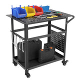 Garvee Banco da Saldatura in Acciaio Nero 91x61 cm, con Pegboard e Ruote Resistenti, Capacità 544 kg, Ideale per Officina - Nero