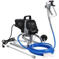 Spruzzatore di vernice airless Garvee 1010W con pressione di 3000 PSI, flusso regolabile, asta di prolunga, tubo ad alta pressione per uso interno ed esterno, blu