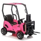 Garvee Veicolo Elettrico 12V per Bambini con Carrello Elevatore, Forche Regolabili, Musica Integrata, Sicuro e Robusto, Rosa, Interni ed Esterni, 117x55x98 cm - Rose