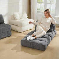 Divano letto pieghevole 3 in 1 Garvee con cuscini, supporto ergonomico per la guida, comfort in schiuma triturata, tessuto in velluto a coste, grigio, singolo, per soggiorno e camera da letto