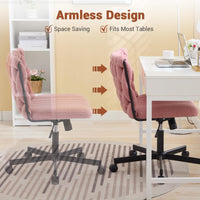 Sedia da ufficio Garvee Criss Cross con rotelle, seduta ampia, senza braccioli, girevole, struttura in metallo, rosa per ufficio domestico e toeletta, 26 pollici, comoda