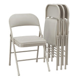 Garvee Set di 4 sedie pieghevoli con cuscini, in similpelle, beige, per uso interno ed esterno, leggere, pieghevoli, supportano fino a 350 libbre - beige