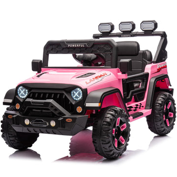 Auto elettrica per bambini Garvee con batteria potenziata da 12 V 7 Ah, 3 velocità, 2 modalità di funzionamento, telecomando 2.4G, luci LED, Bluetooth, cinture di sicurezza, rosa per bambini da 1 a 8 anni