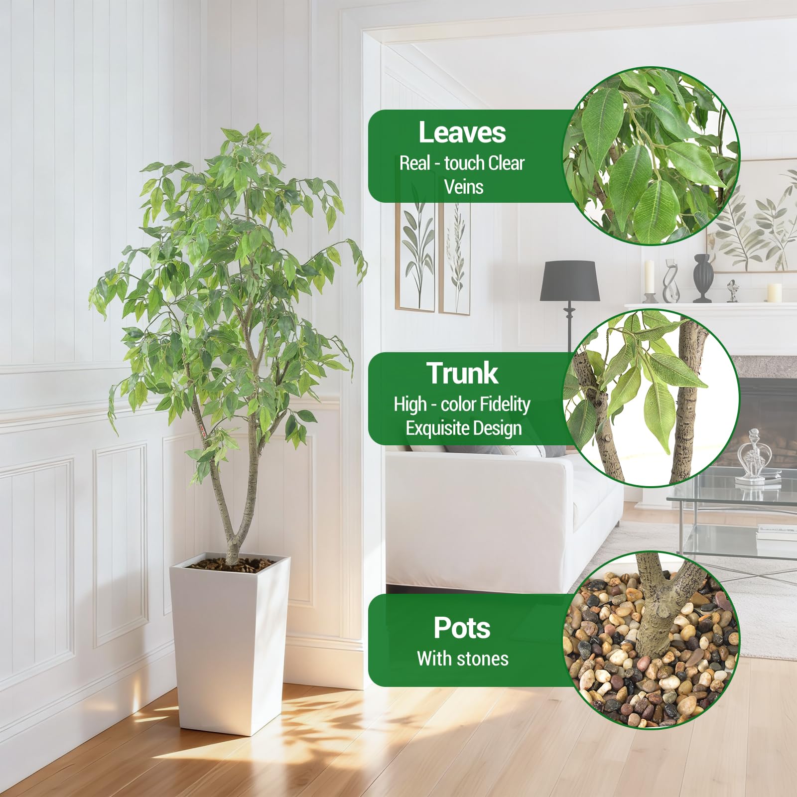 Albero artificiale da interno Garvee da 5 piedi, facile da pulire, durevole, design realistico, decorazione versatile, verde