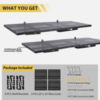 Scaffalatura da parete per garage in acciaio per impieghi gravosi Garvee, confezione da 2, 1,6 x 4 piedi, verniciata a polvere, con ganci per garage e officina, capacità di carico di 560 libbre, collegamento a vite