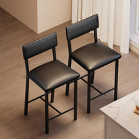 Set di 2 sgabelli da bar Garvee, in similpelle, ergonomici e stabili, MDF e acciaio, 25 pollici, per cucina e bar, impermeabili e antiruggine