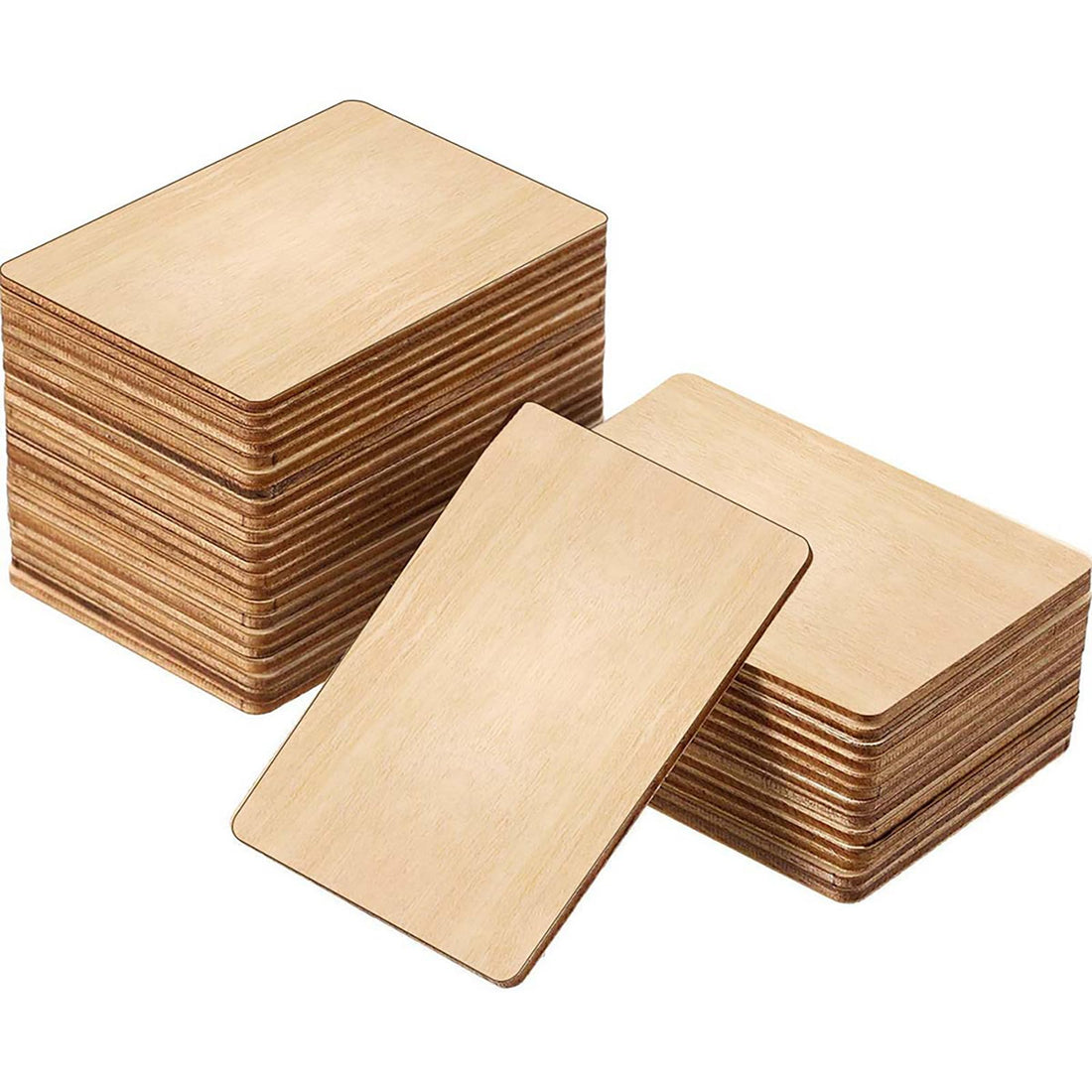 Garvee 50 pezzi di dischi di legno quadrati non verniciati, vuoti, 8,9x5,8 cm, schegge rettangolari per pittura, fai da te, artigianato, decorazione